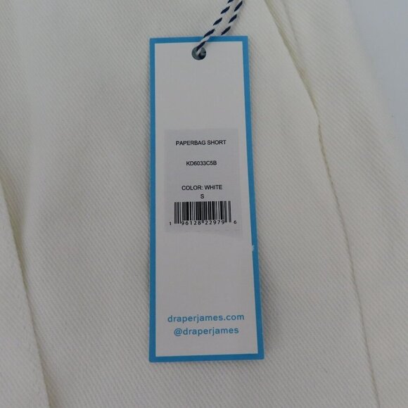 Draper James Womens Small Paperbag White Denim Shorts Waist Tie Cotton Blend NEW - Picture 5 of 9